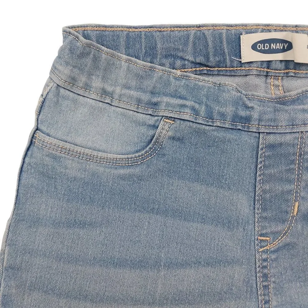Old Navy Jeggings Girls Large 10-12 Blue Skinny Crop Stretch Raw Hem